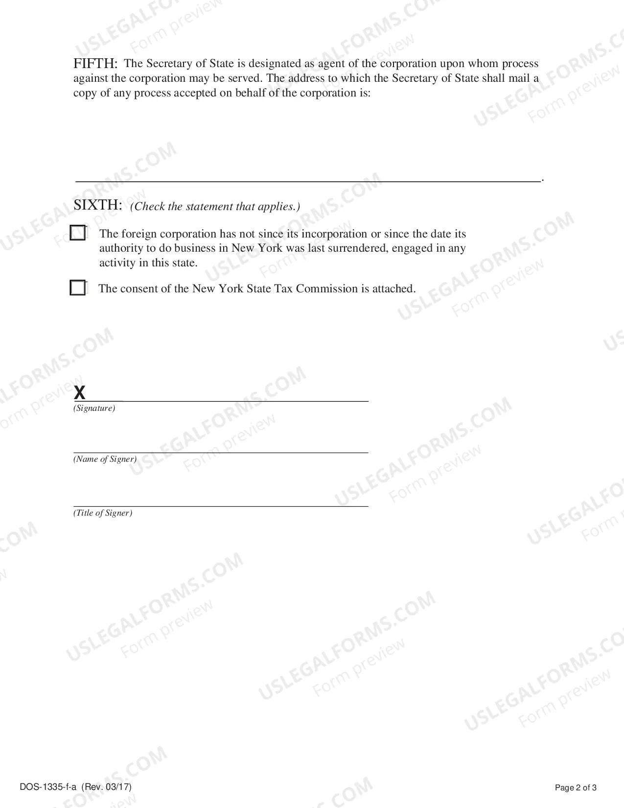 Preview New York Registration of Foreign Corporation
