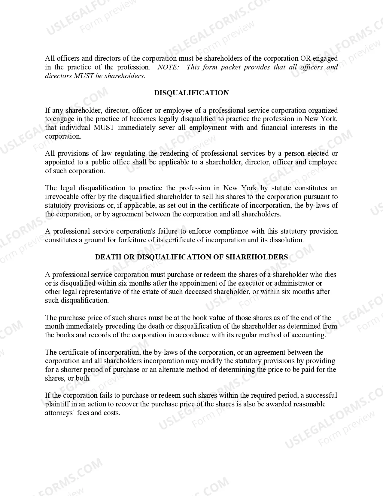 Preview Professional Corporation Package for New York
