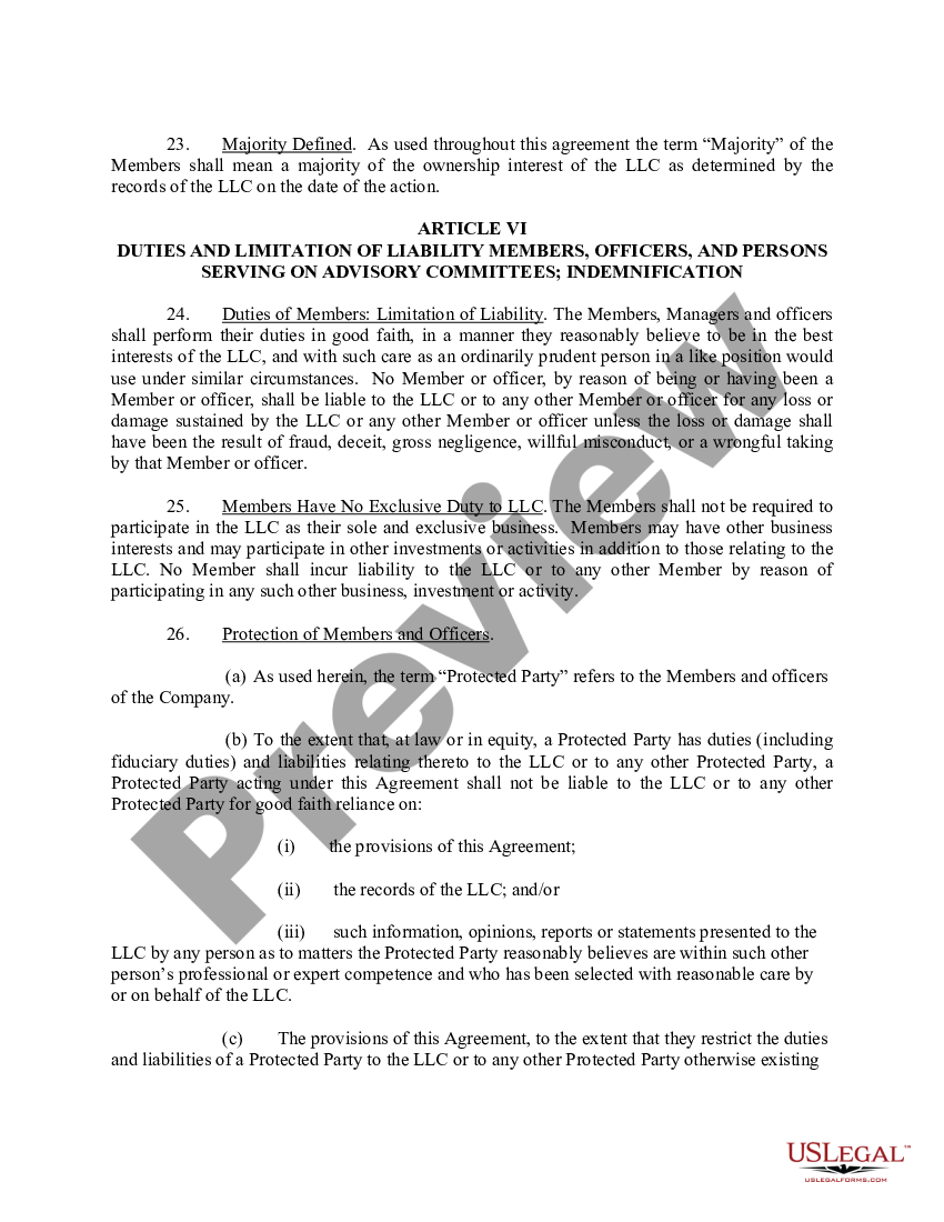 New York Limited Liability Company LLC Operating Agreement