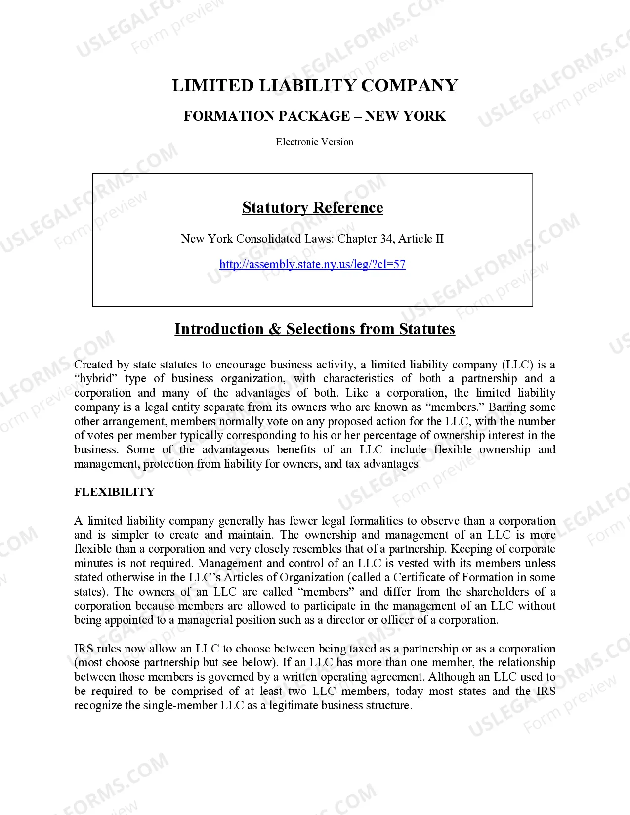 Preview New York Limited Liability Company LLC Formation Package