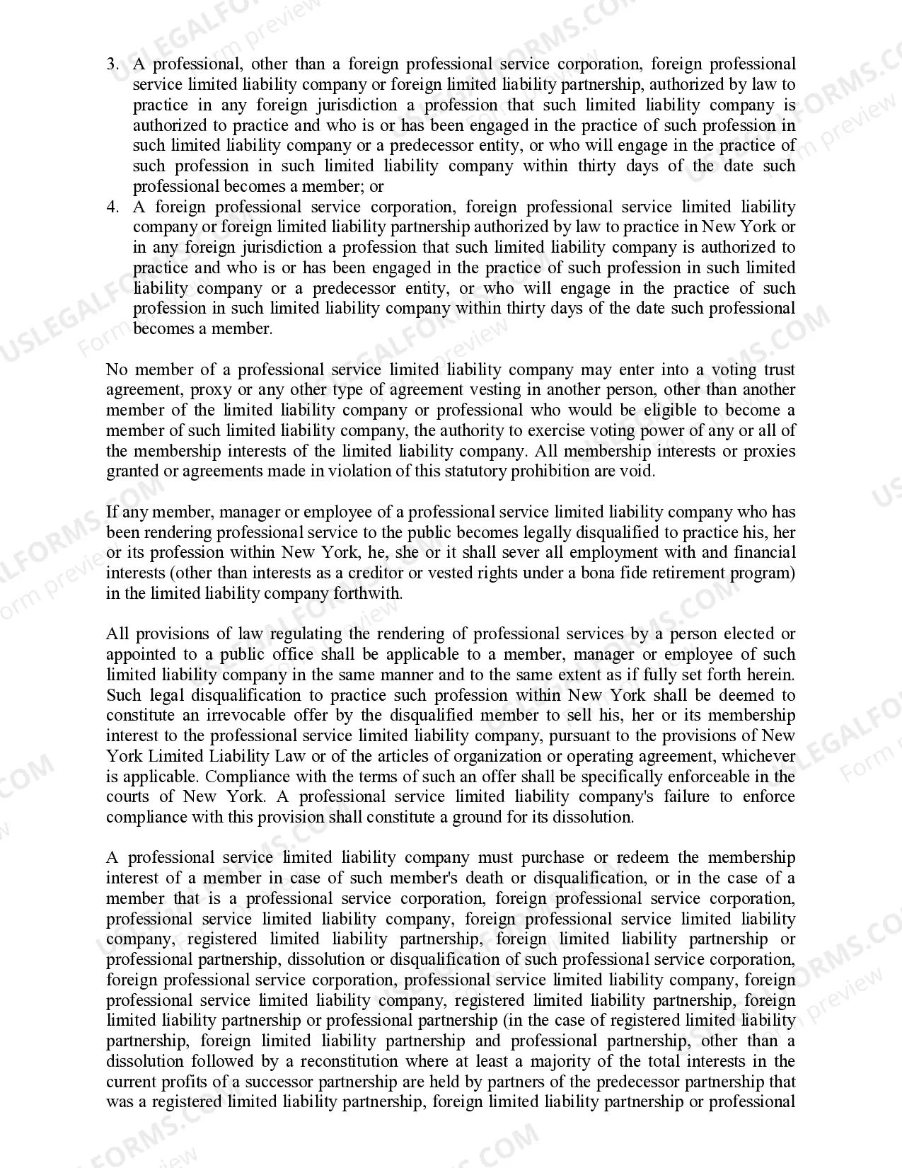 Preview New York Professional Limited Liability Company PLLC Formation Package