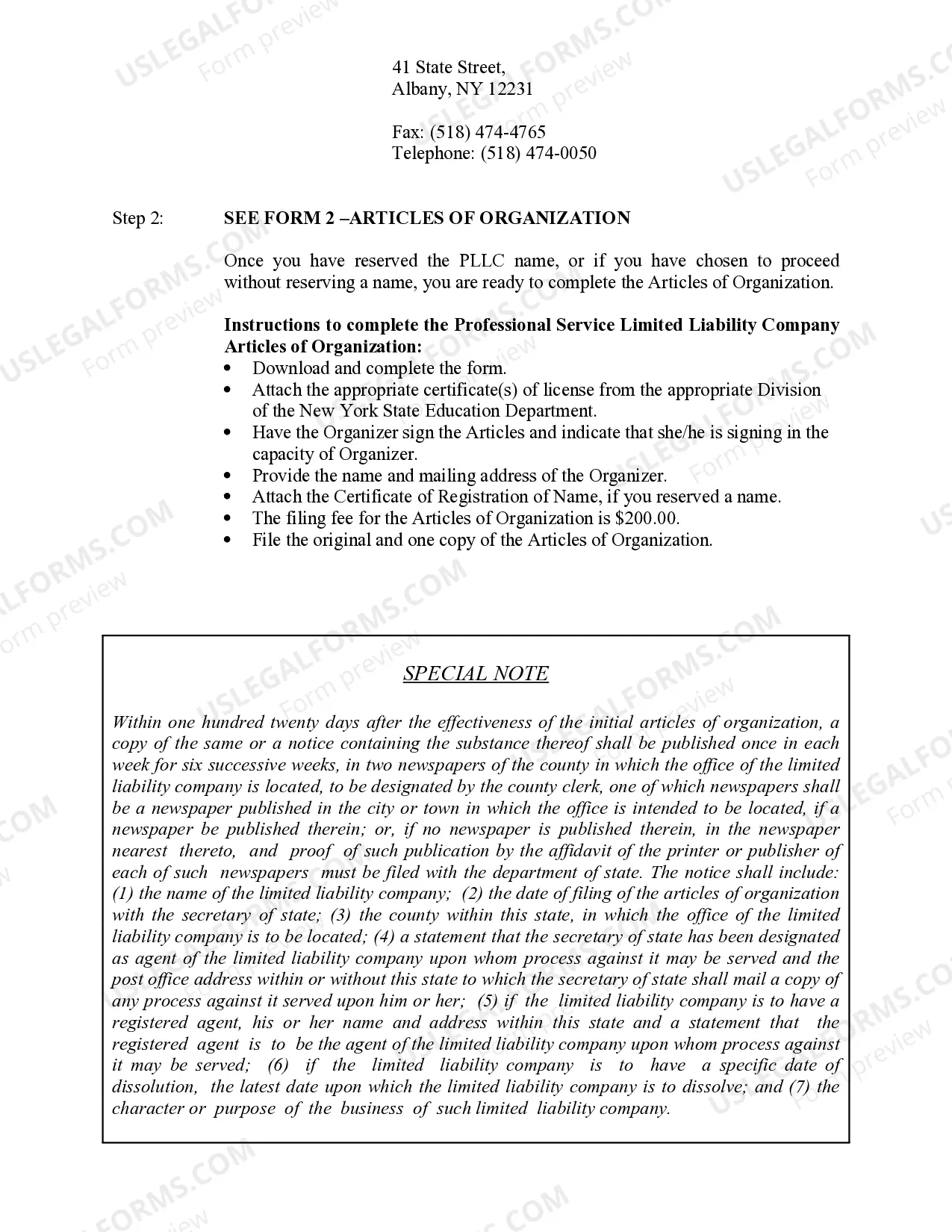 Preview New York Professional Limited Liability Company PLLC Formation Package