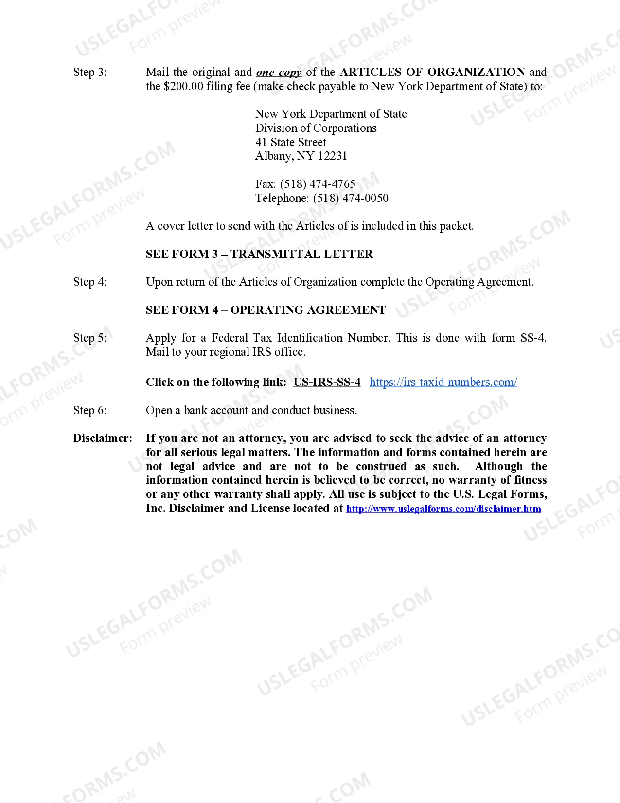 Preview New York Professional Limited Liability Company PLLC Formation Package