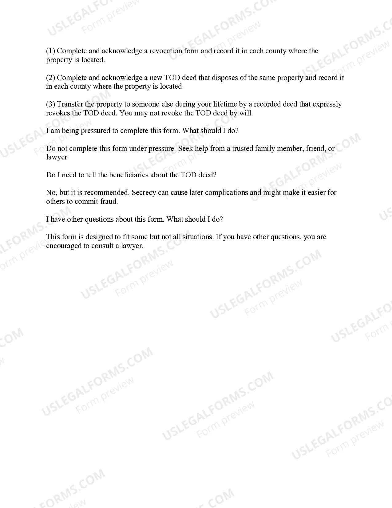 Preview New York Transfer on Death Deed