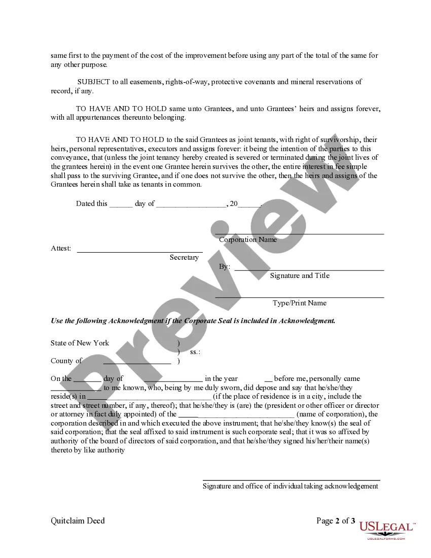 Preview Quitclaim Deed from Corporation to Husband and Wife