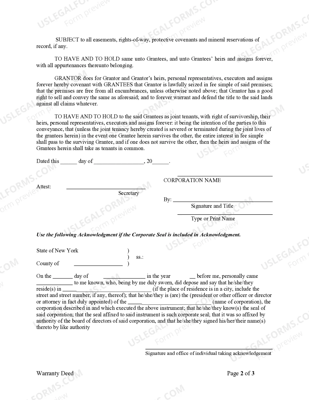 Preview Warranty Deed from Corporation to Husband and Wife
