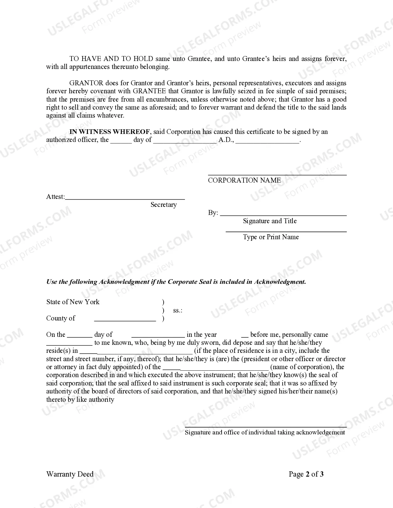 Preview Warranty Deed from Corporation to Individual