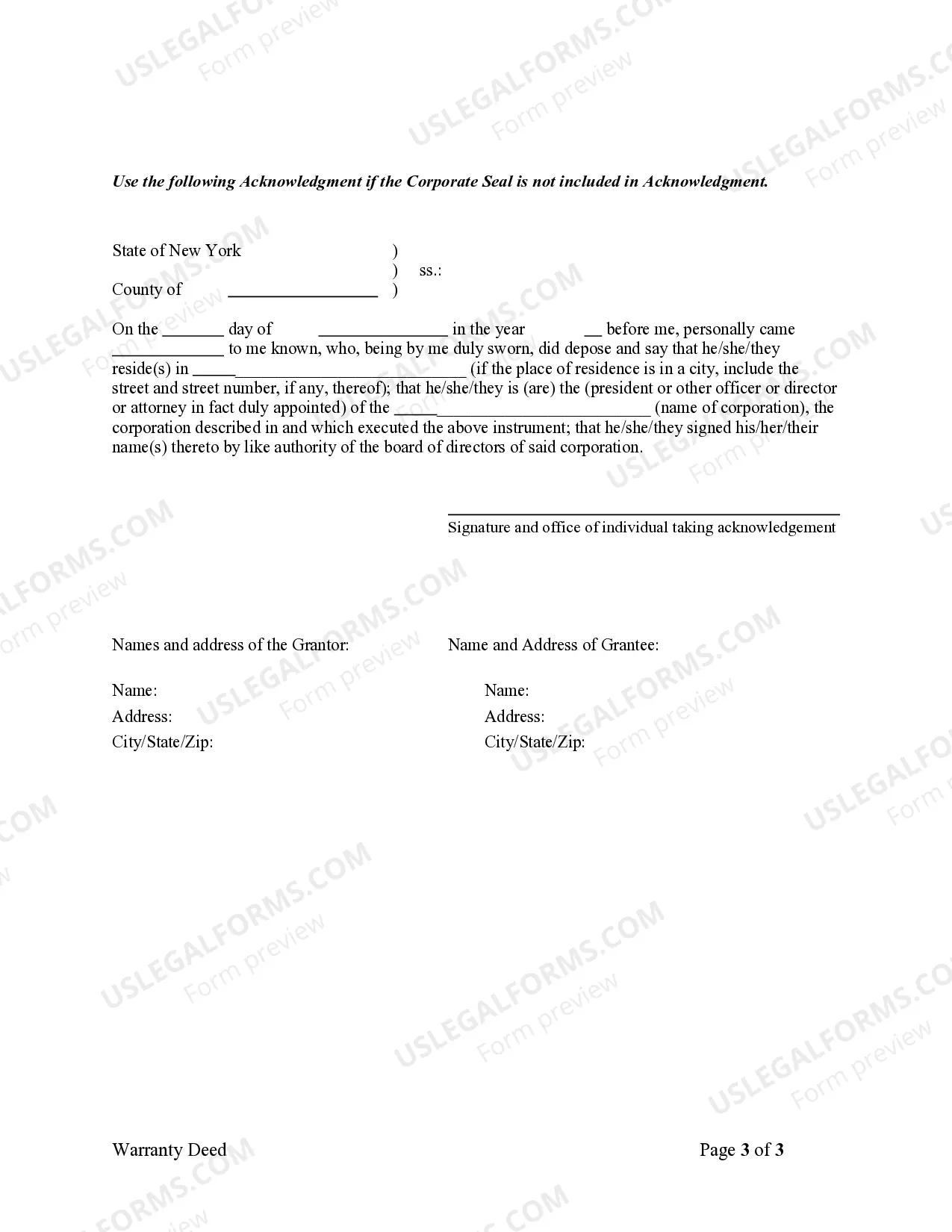 Preview Warranty Deed from Corporation to Individual