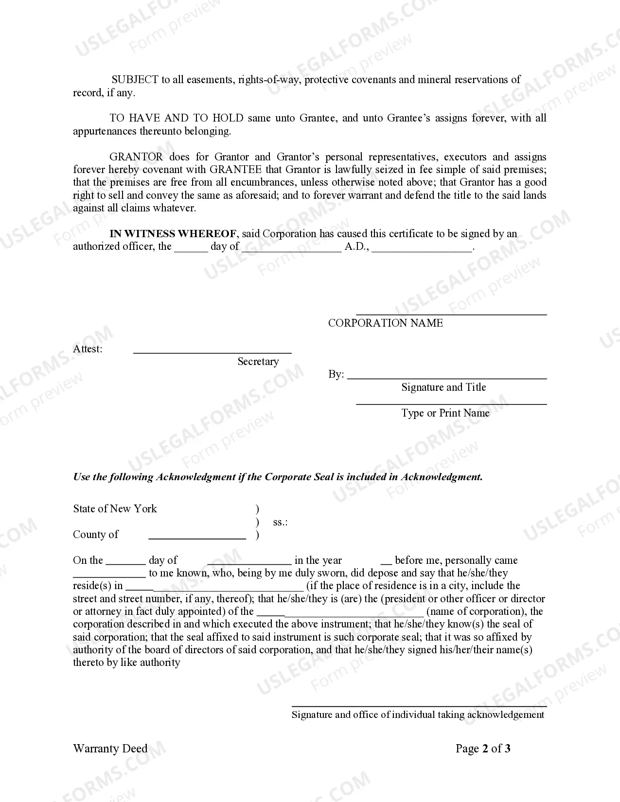 Preview Warranty Deed from Corporation to Corporation