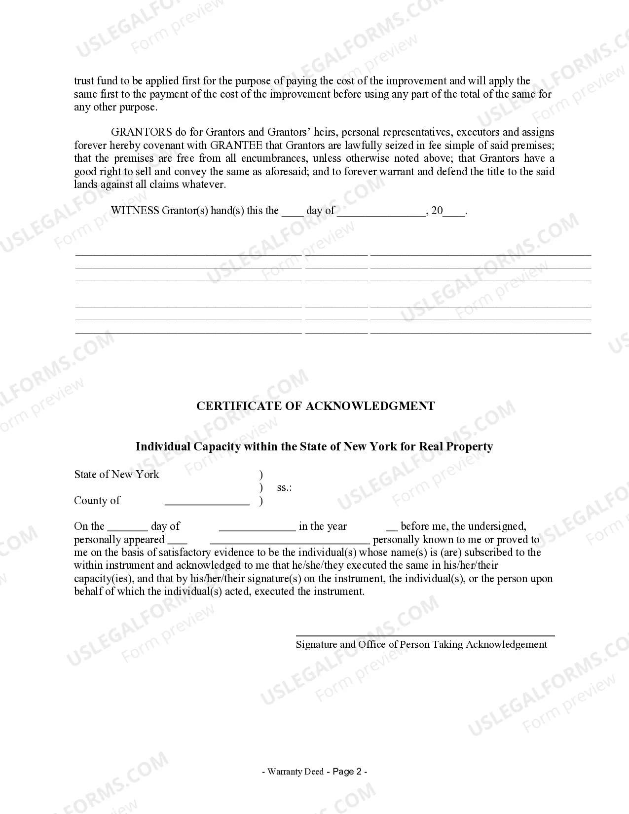 Preview Warranty Deed from Husband and Wife to a Trust