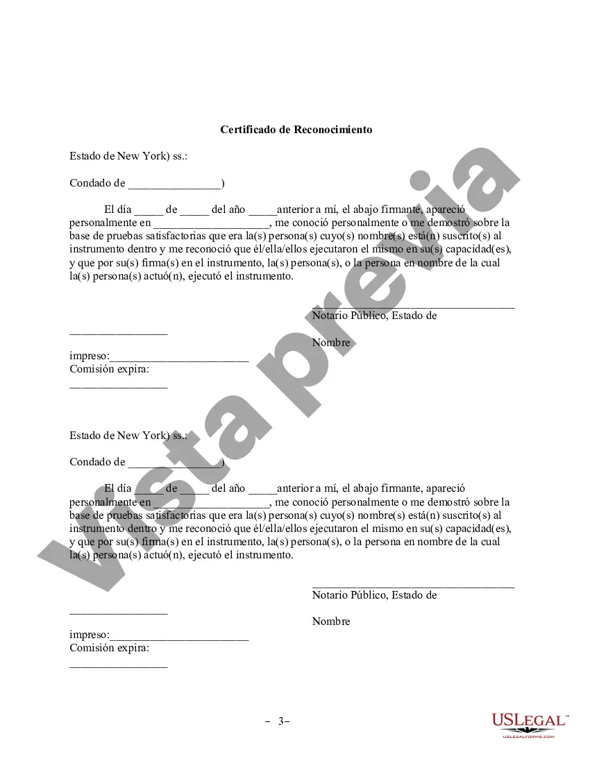 Preview Revocación del Acuerdo de Propiedad Postnupcial - Nueva York