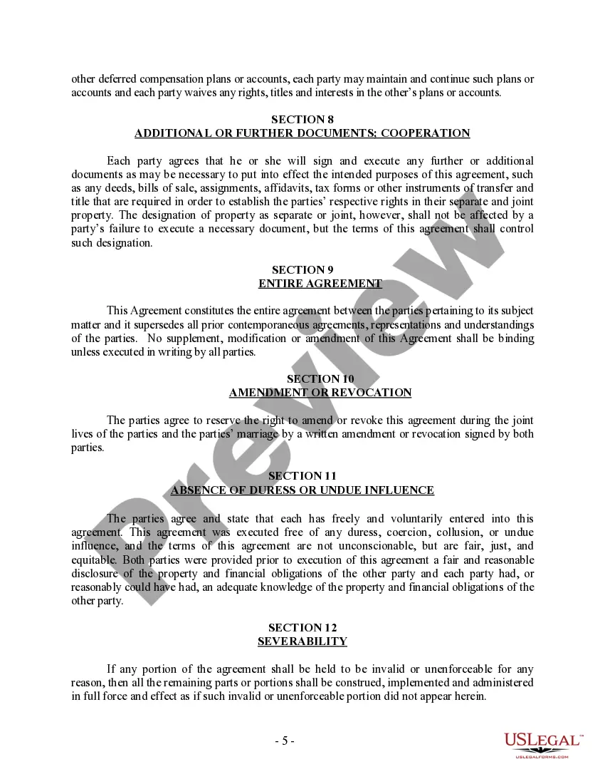 Preview Postnuptial Property Agreement