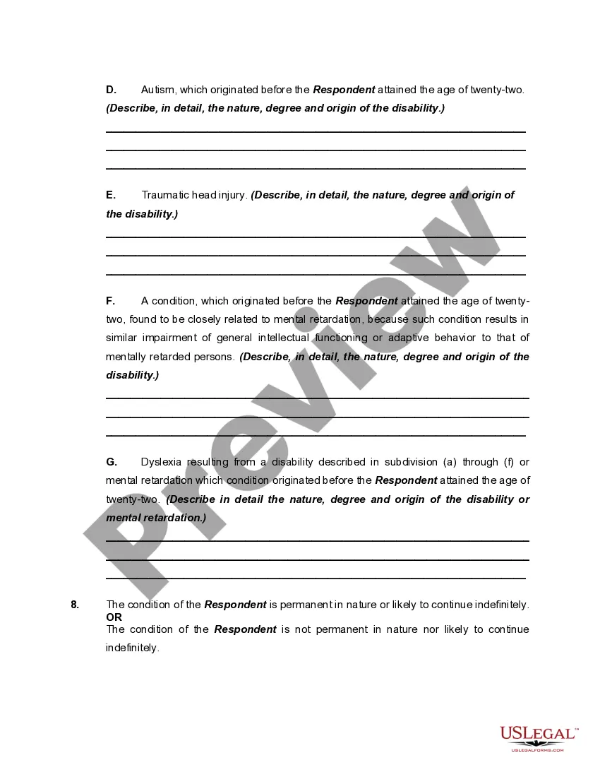 Preview Affidavit - Certification of Examining Physician or Licensed Psychologist for Proceeding for the Appointment of a Permanent Legal Guardian of the Person and Estate of an Adult due to Mental Illness