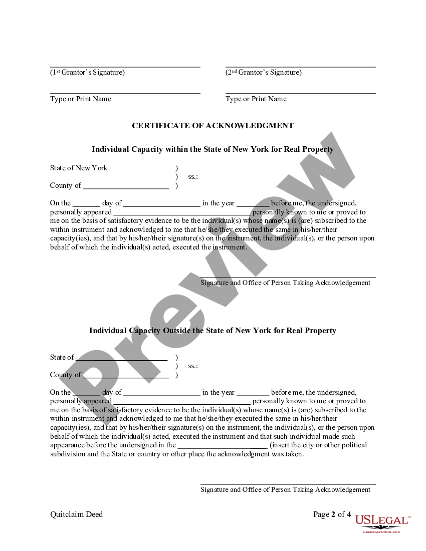 New York Quitclaim Deed From Husband And Wife To An Individual Quitclaim Deed Ny Us Legal Forms 7585