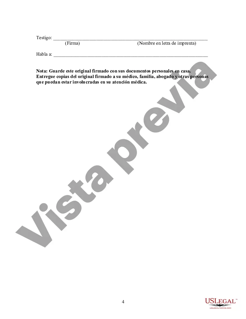 Preview Testamento en vida y poder de atención médica de Nueva York