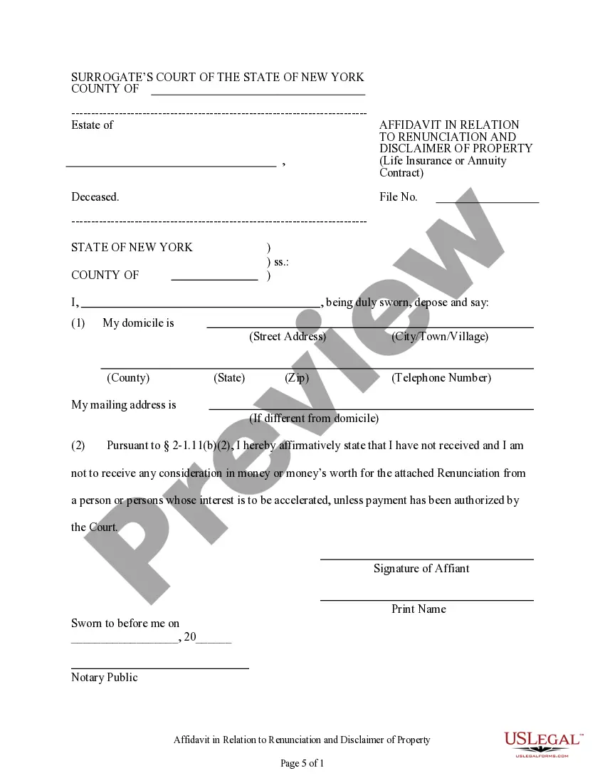 Get Renunciation And Disclaimer of Property from Life Insurance or Annuity Contract Preview Renunciation And Disclaimer of Property from Life Insurance or Annuity Contract