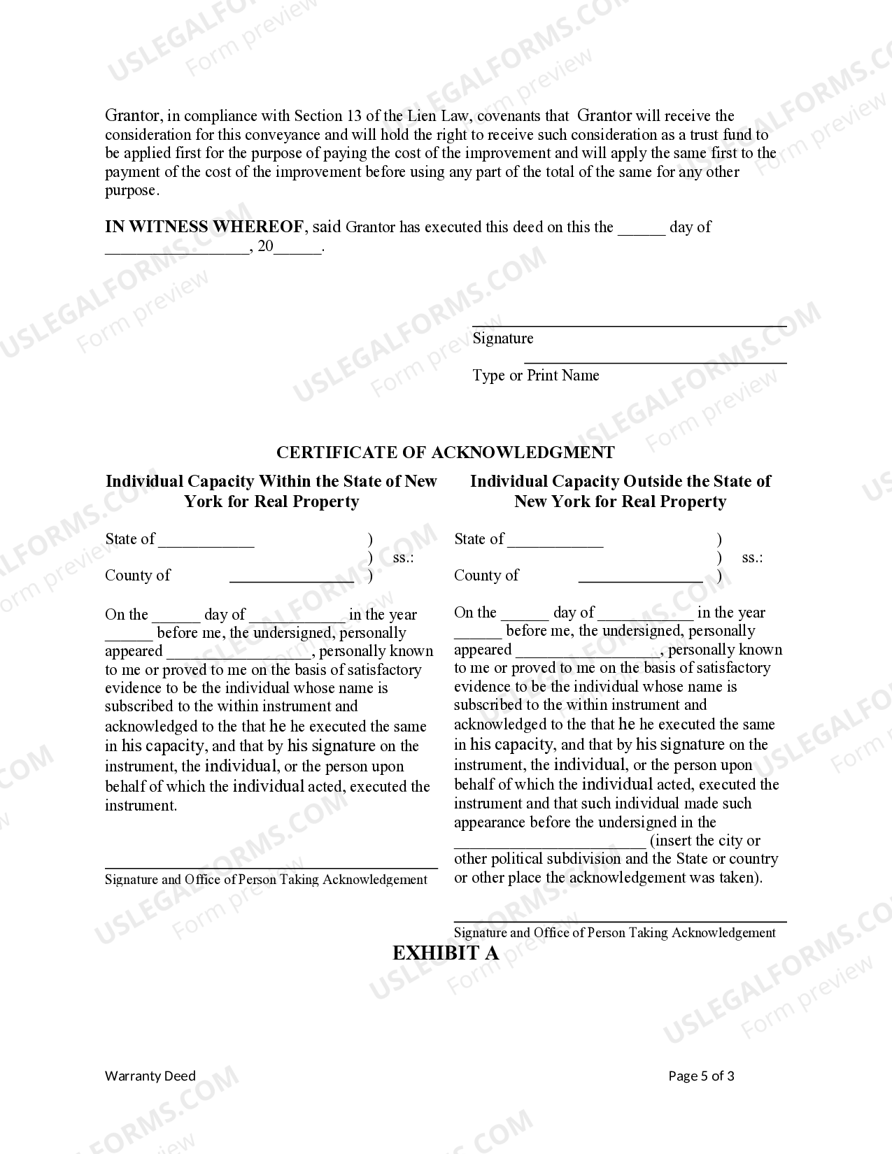 New York Enhanced Life Estate or Lady Bird Warranty Deed from Individual to two Individuals