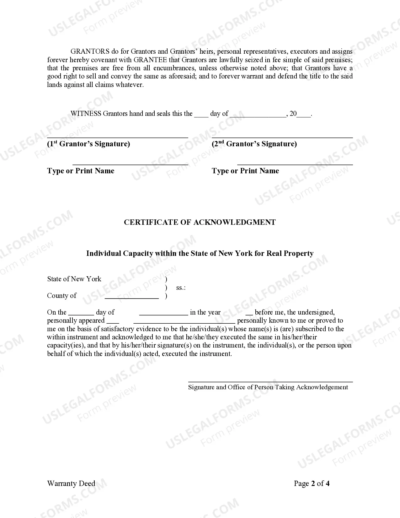 Preview Warranty Deed - Two Individuals to One Individual