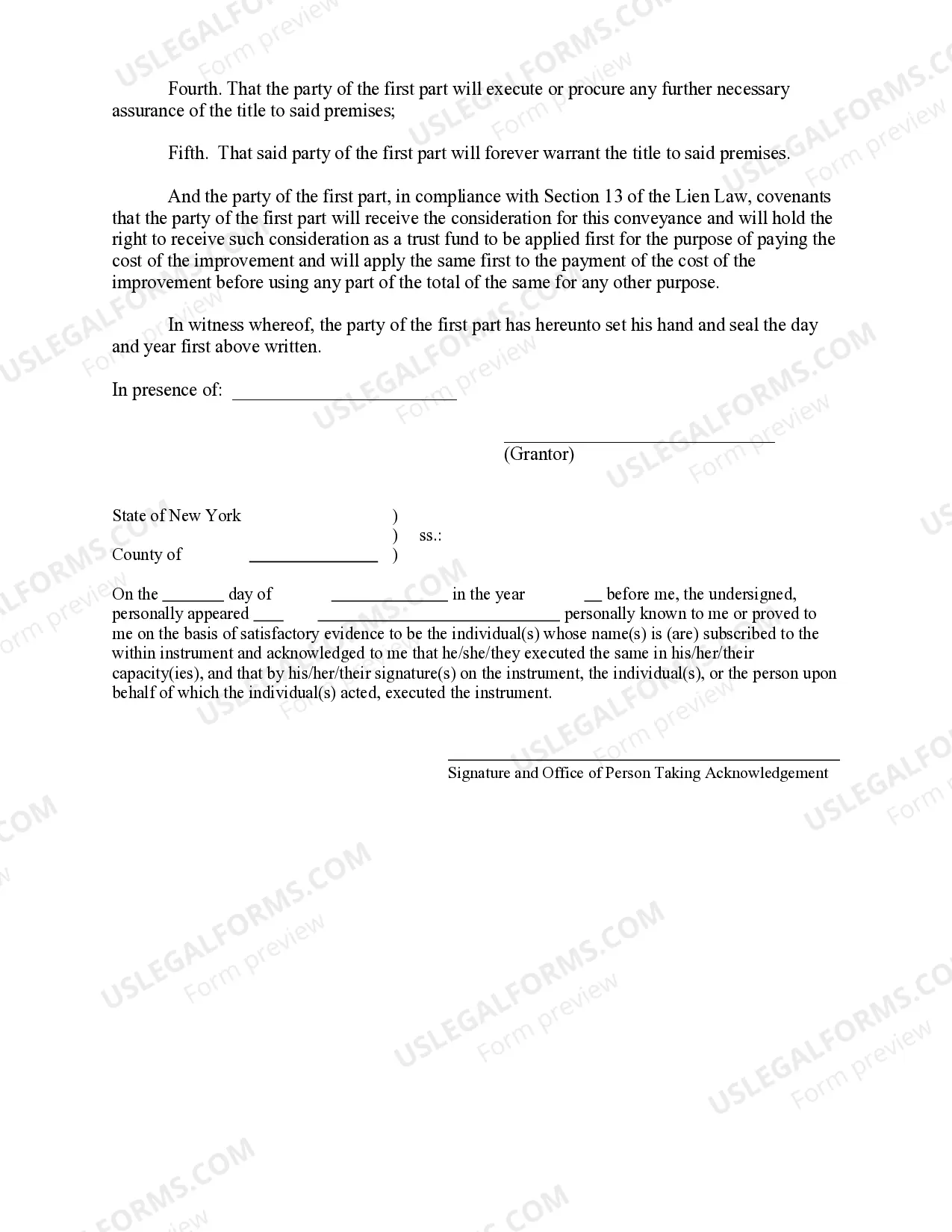 Preview Deed With Full Covenants by Individual