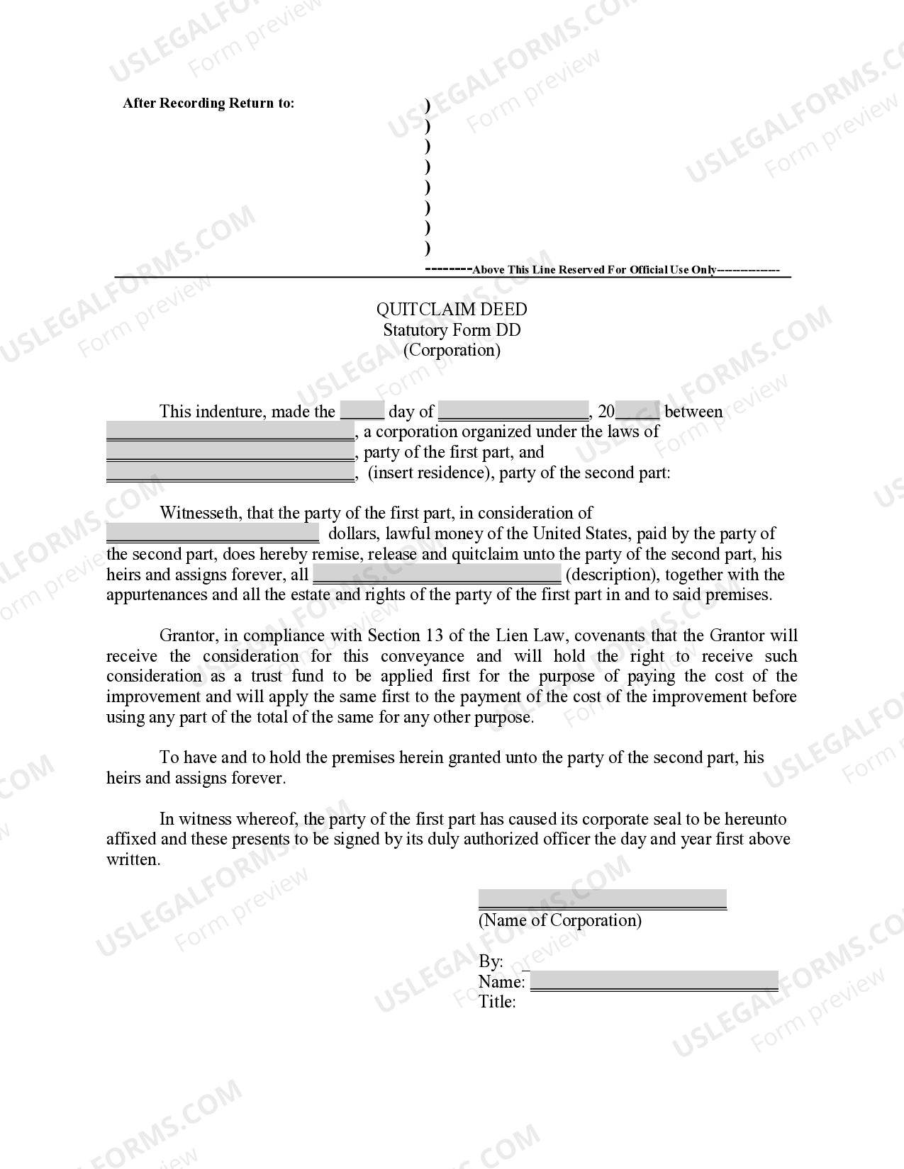 Suffolk New York Quitclaim Deed by Corporation New York Corporation