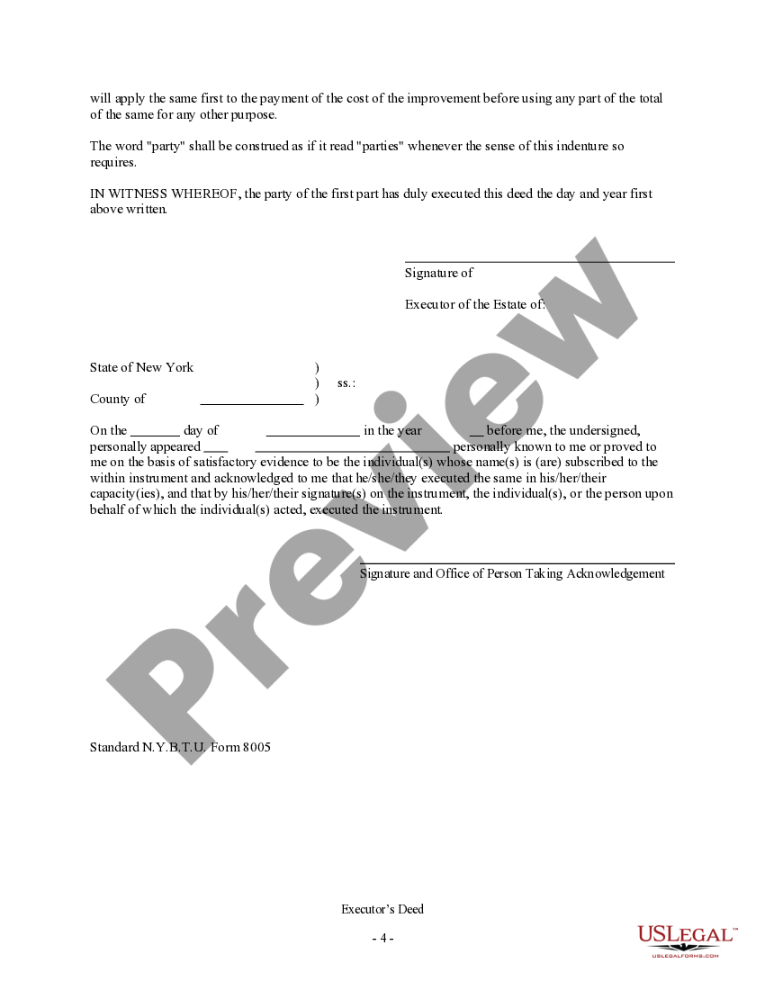 New York Executor's Deed Executor's Deed Ny US Legal Forms
