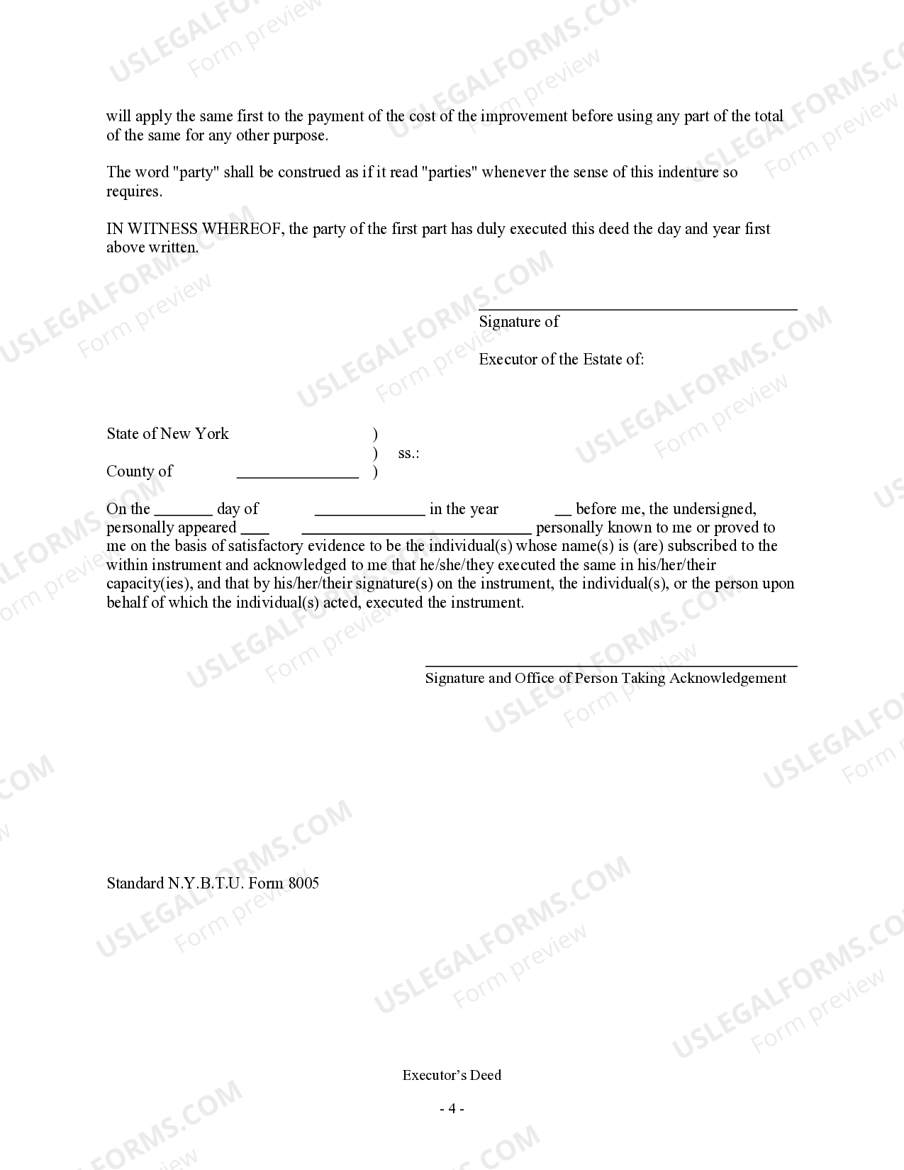 New York Executor's Deed - Executor's Deed Ny | US Legal Forms