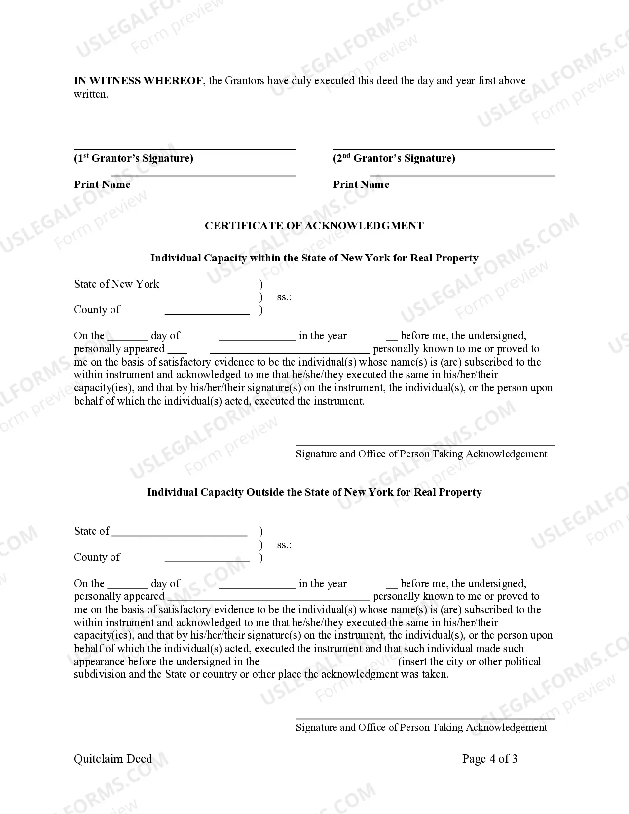 Preview Quitclaim Deed - Two Individuals to One Individual