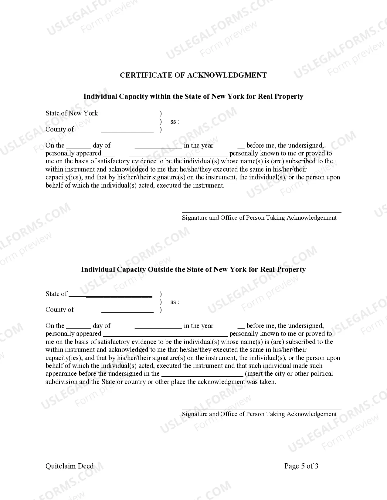 Preview Quitclaim Deed - Two Individuals to One Individual