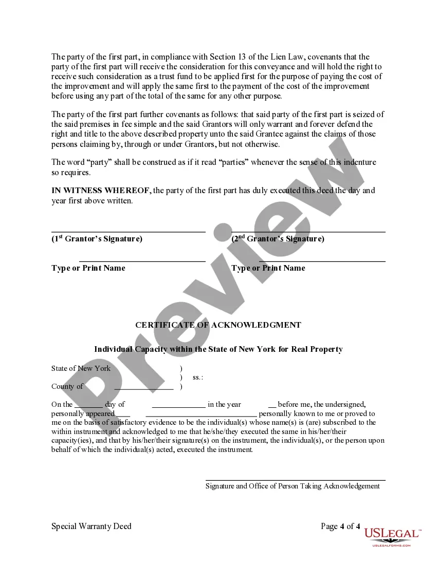 Preview Special Warranty Deed - Husband and Wife to Individual