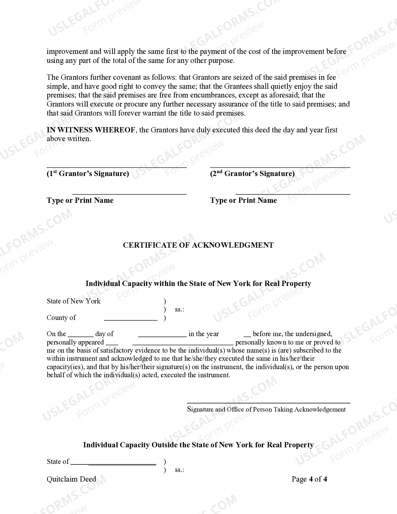 Preview Quitclaim Deed - Two Individuals to Two Individuals