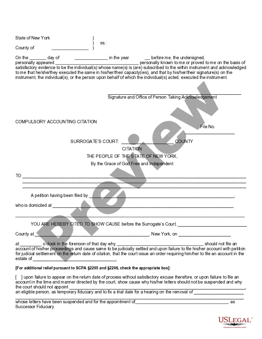 New York Petition for a Compulsory Accounting and Related Relief 