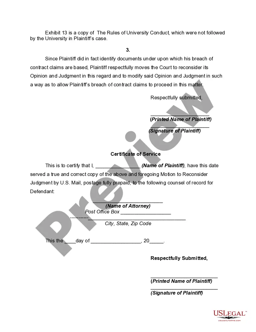 Get Motion to Reconsider Judgment Preview Motion to Reconsider Judgment