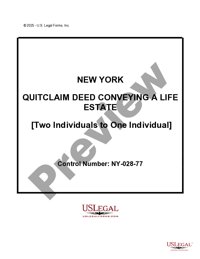 Nassau New York Quitclaim Deed Conveying a Life Estate Cost Of