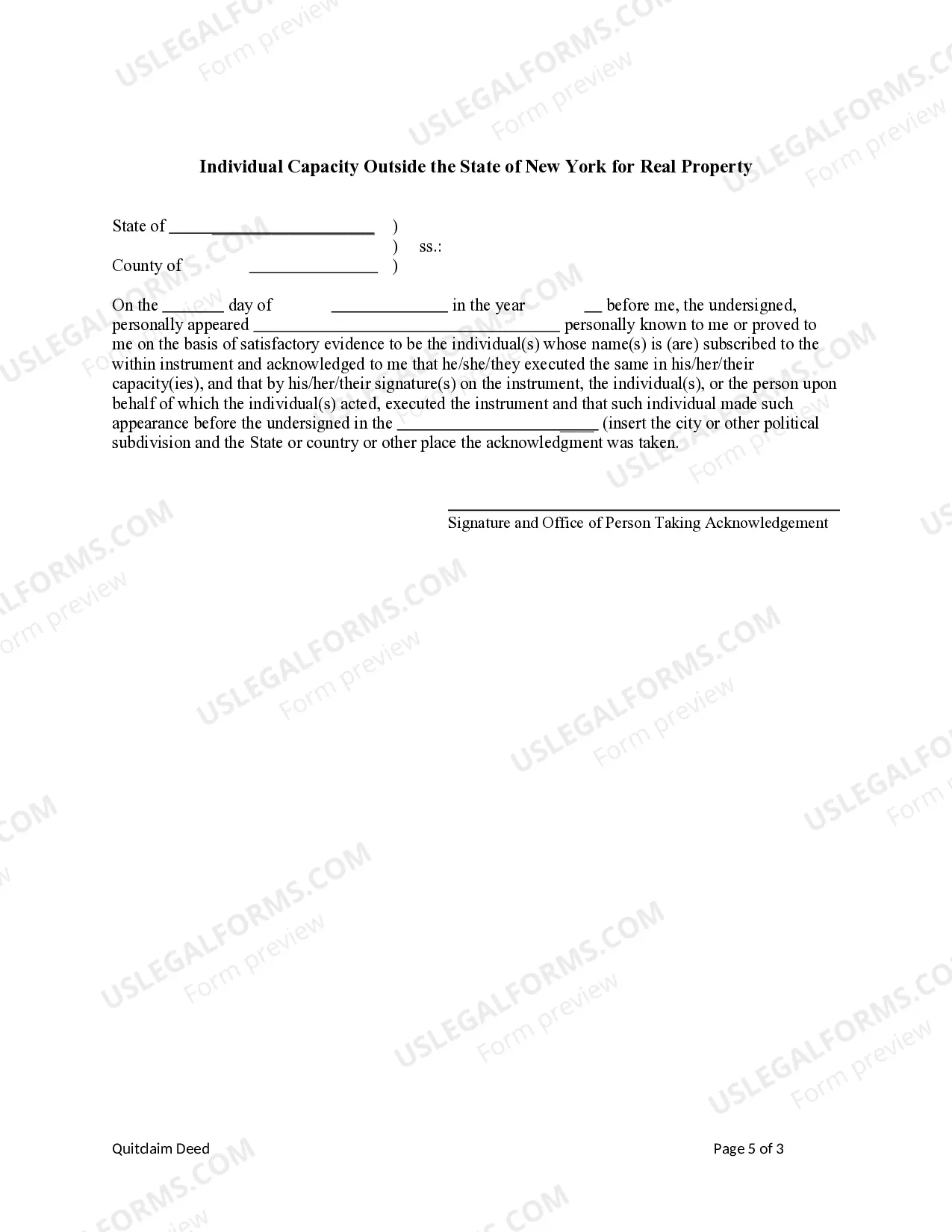 Preview Quitclaim Deed Conveying a Life Estate - Husband and Wife / Two Individuals to an Individual