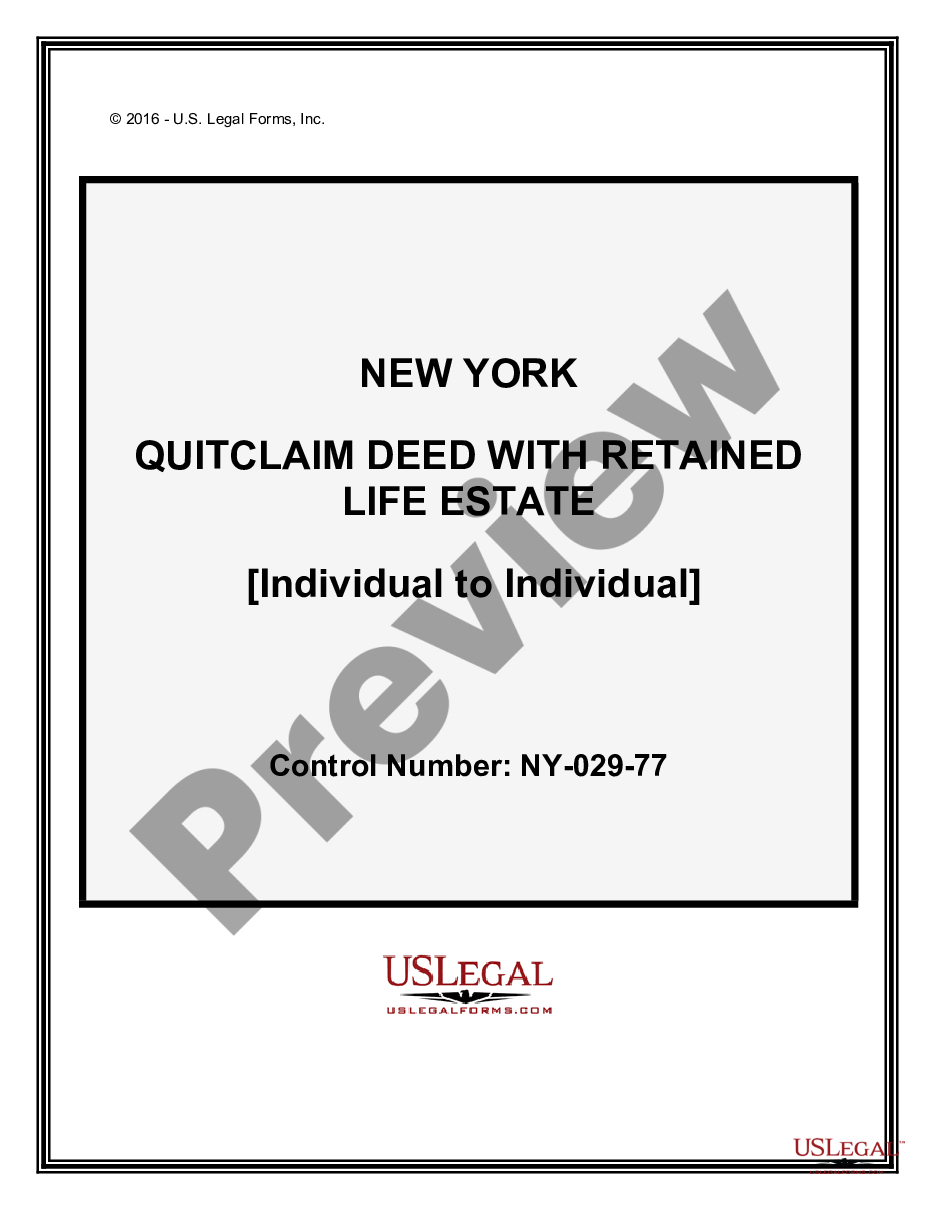 page 0 Quitclaim Deed - Individual to Individual with a Retained Life Estate preview