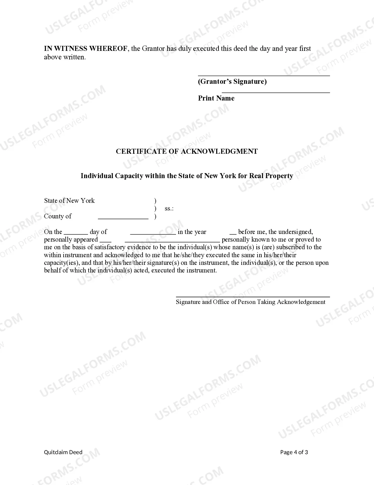 Preview Quitclaim Deed - Individual to Individual with a Retained Life Estate