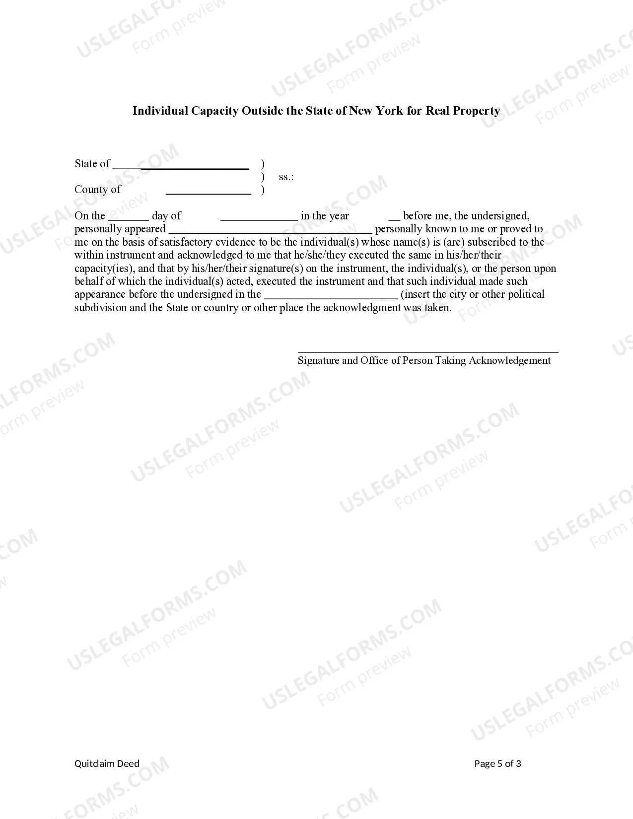 Preview Quitclaim Deed - Individual to Individual with a Retained Life Estate