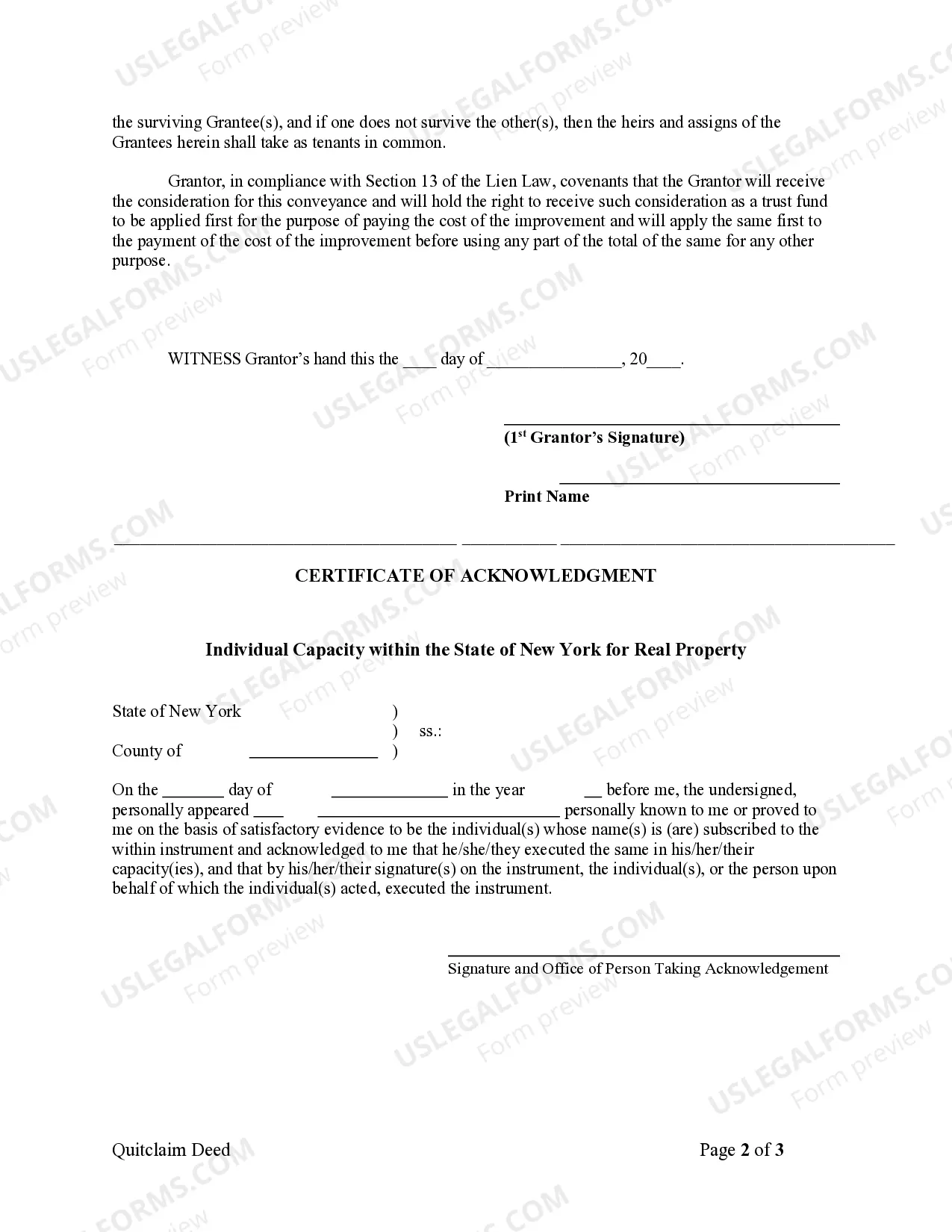 Preview Quitclaim Deed from Individual to Two Individuals in Joint Tenancy