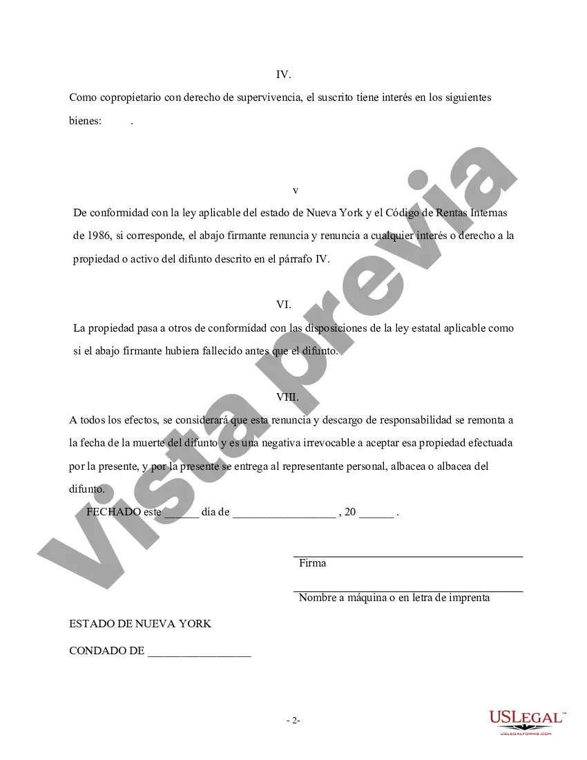 Preview Renuncia y renuncia de tenencia conjunta o interés de tenencia