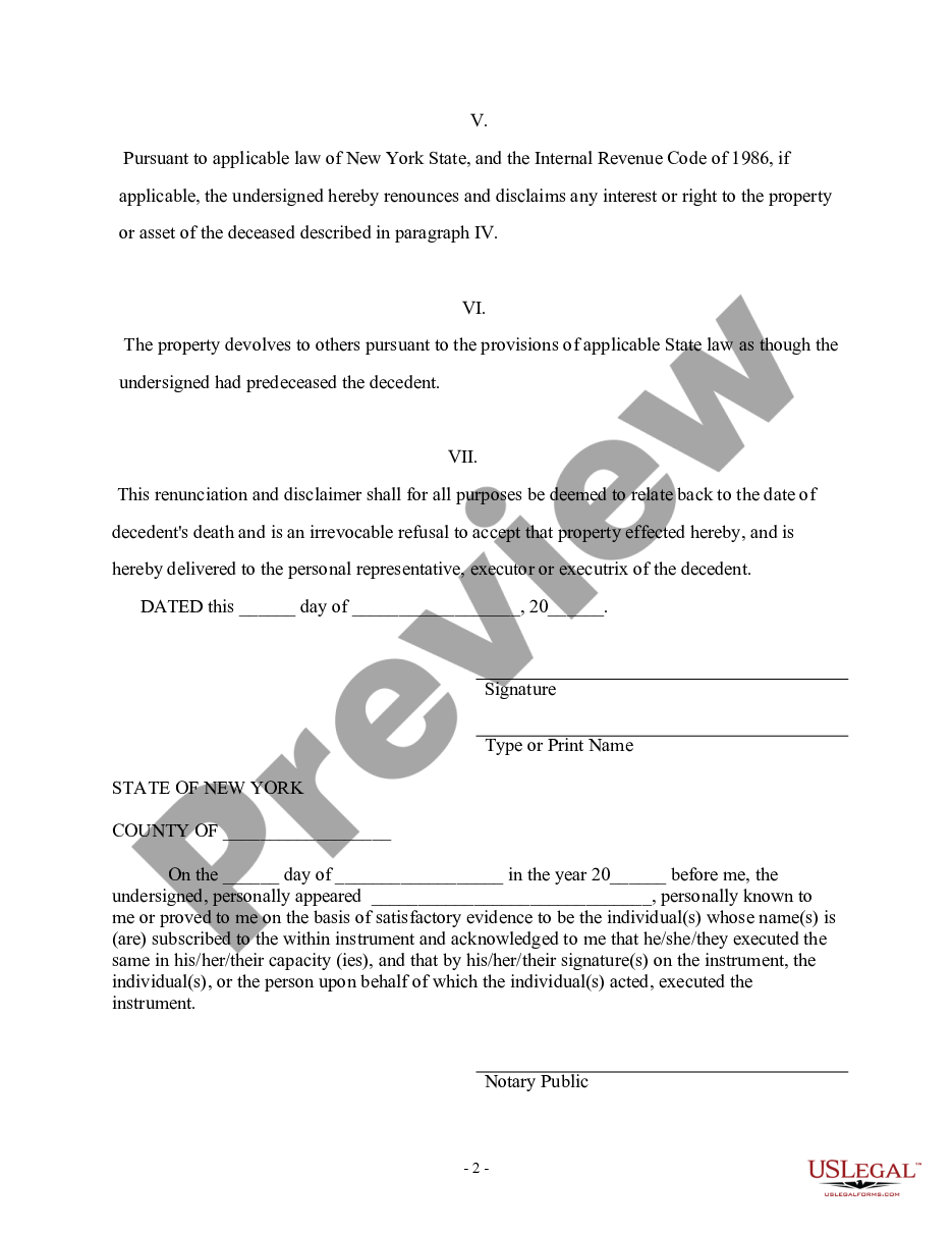 page 1 Renunciation And Disclaimer of Joint Tenant or Tenancy Interest preview