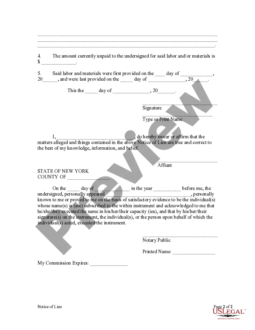 Preview Notice of Lien by Individual