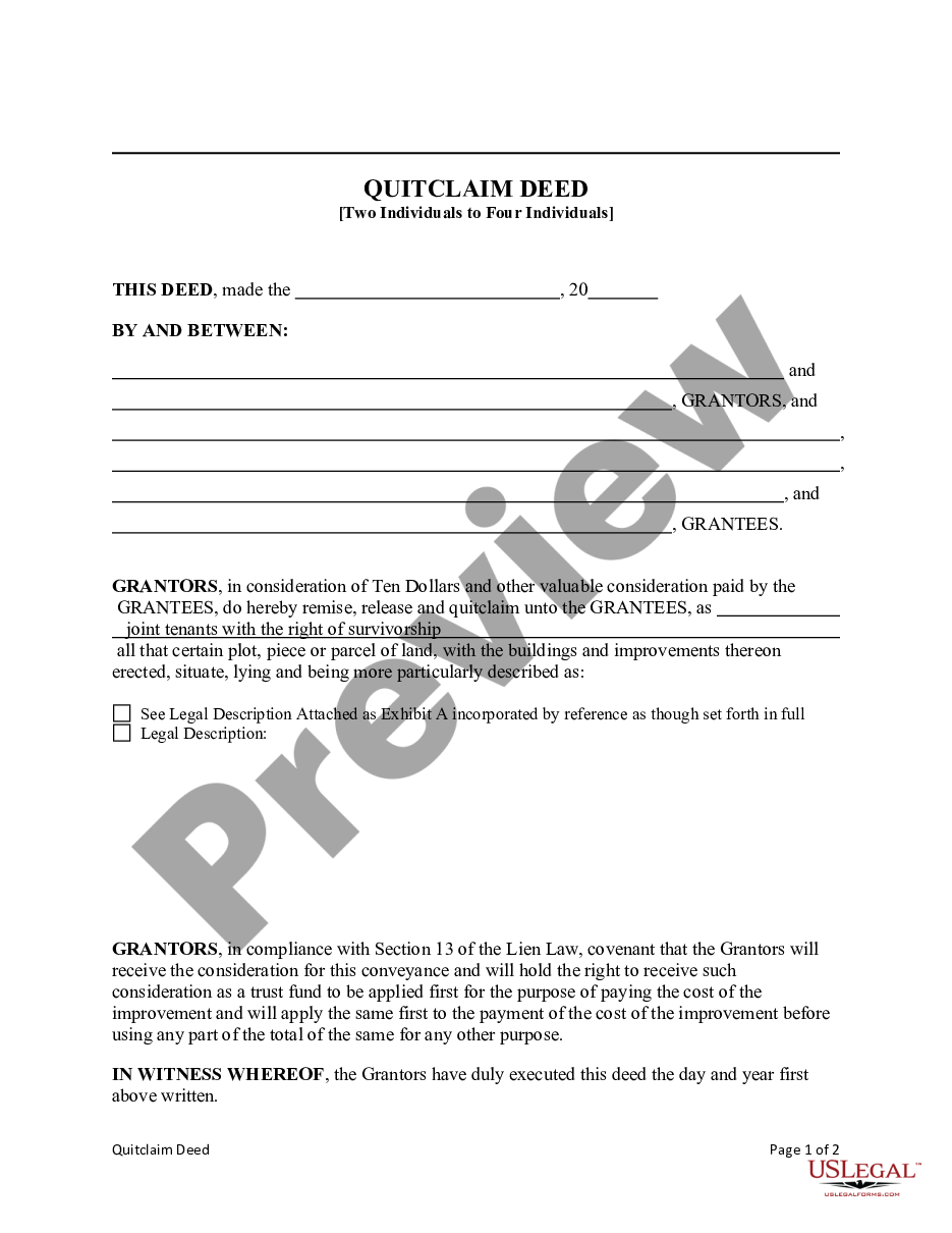 page 3 Quitclaim Deed - Two Individual to Four Individuals preview