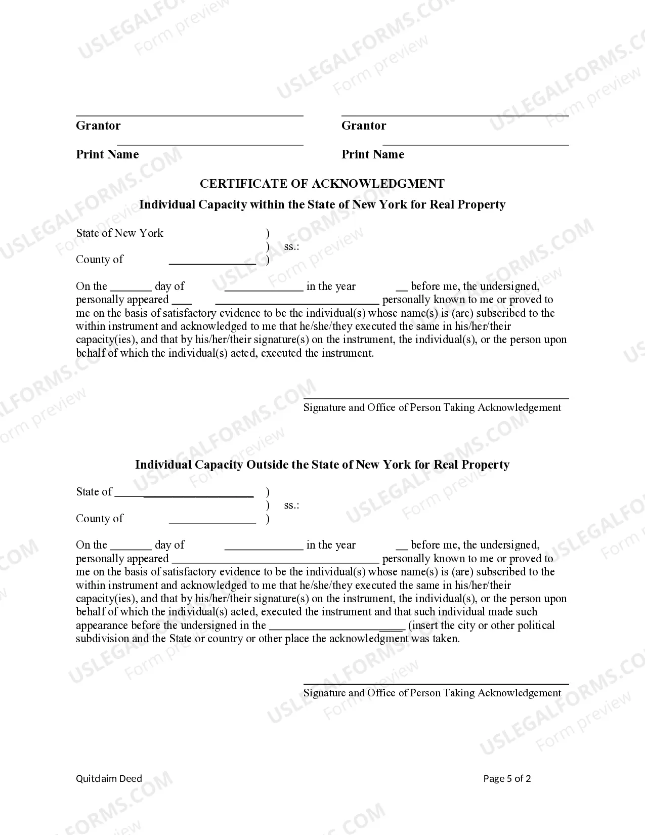 Preview Quitclaim Deed - Two Individual to Four Individuals