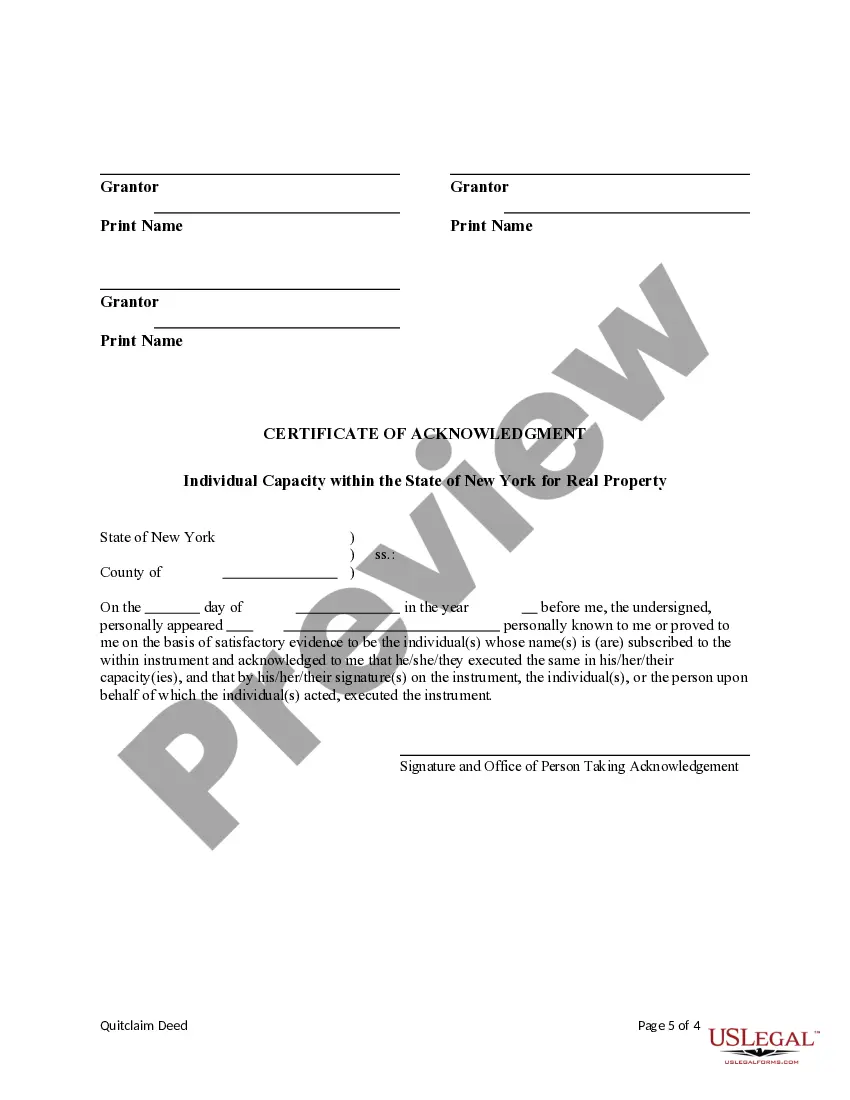 Preview Quitclaim Deed from Three Individuals to Five Individuals
