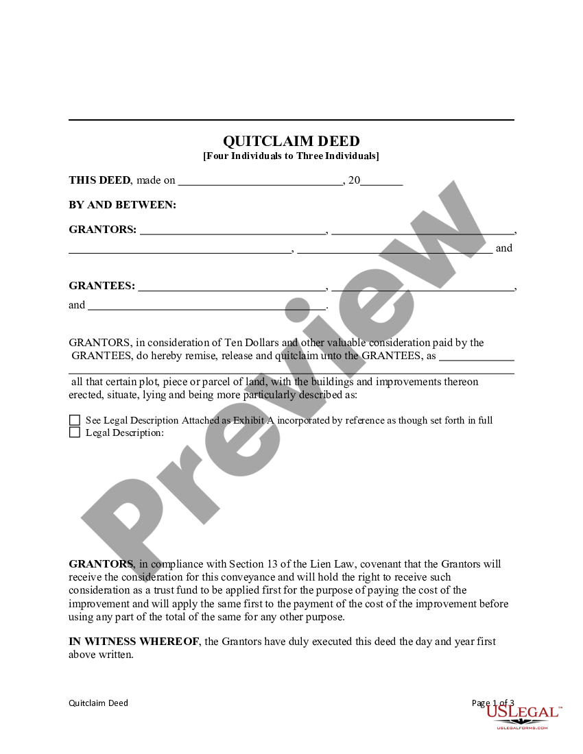 New York Quitclaim Deed Quitclaim Deed Form Us Legal Forms 6336