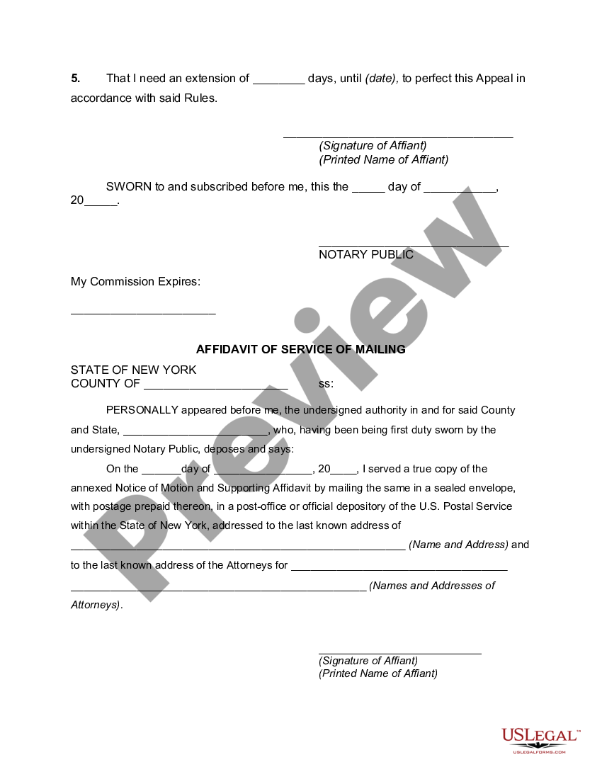 New York Motion and Affidavit in Support of Motion for Extension of ...