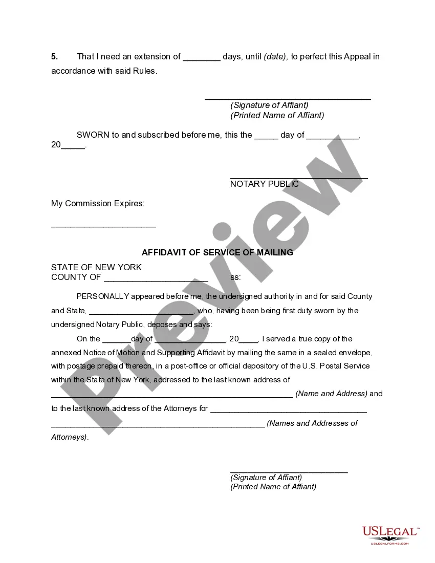 Get Motion and Affidavit in Support of Motion for Extension of Time to Perfect Appeal Preview Motion and Affidavit in Support of Motion for Extension of Time to Perfect Appeal