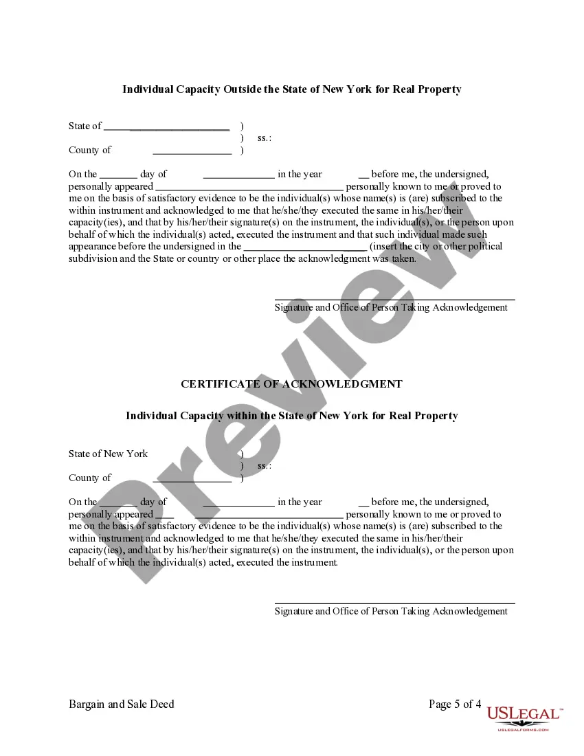 Preview Bargain and Sale Deed with Covenant Against Grantors Acts - Two Individuals to an Individual