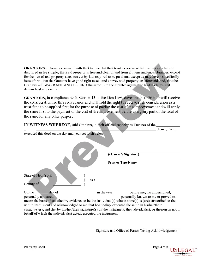 Preview Warranty Deed from a Joint Trust (H&W) two an Individual Trust