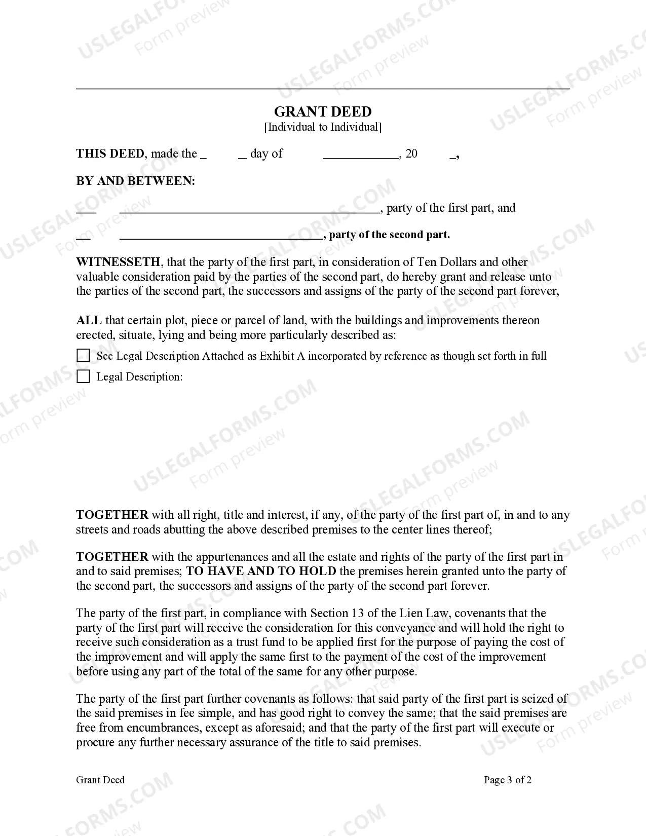 Preview Grant Deed from Individual to Individual